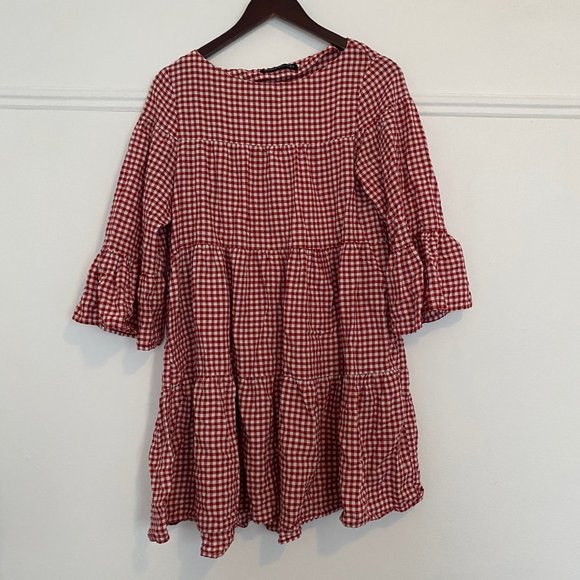 zara red gingham dress